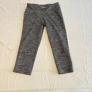 Old‎ Navy Go Dry Fitted Leggings Womens Medium Black Gray Striped Logo Mid Rise